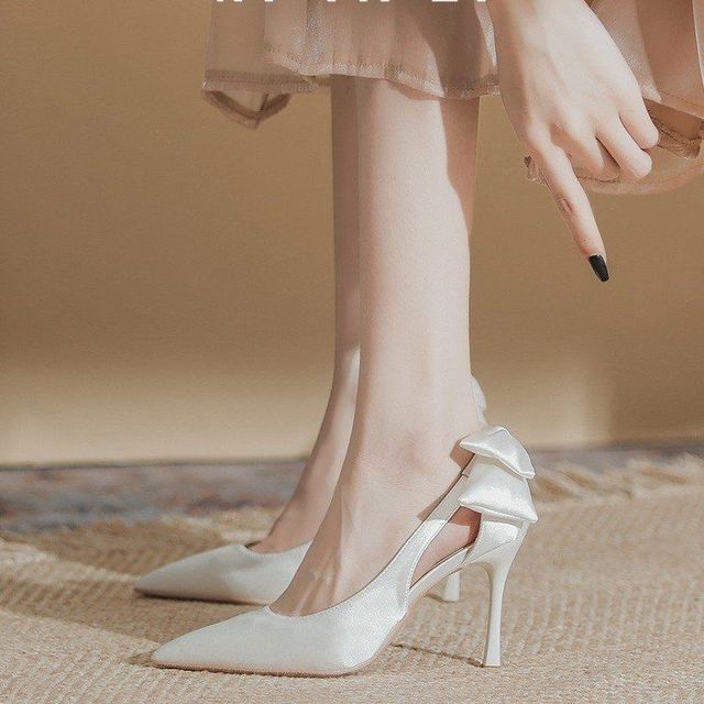 Cutout Stiletto Pumps Heel Bow