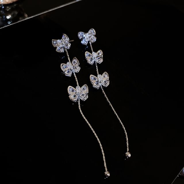 Rhinestone Earring Drop Bow