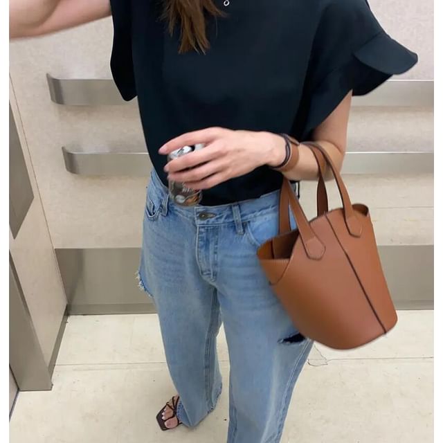 Bag Faux Leather Plain Bucket