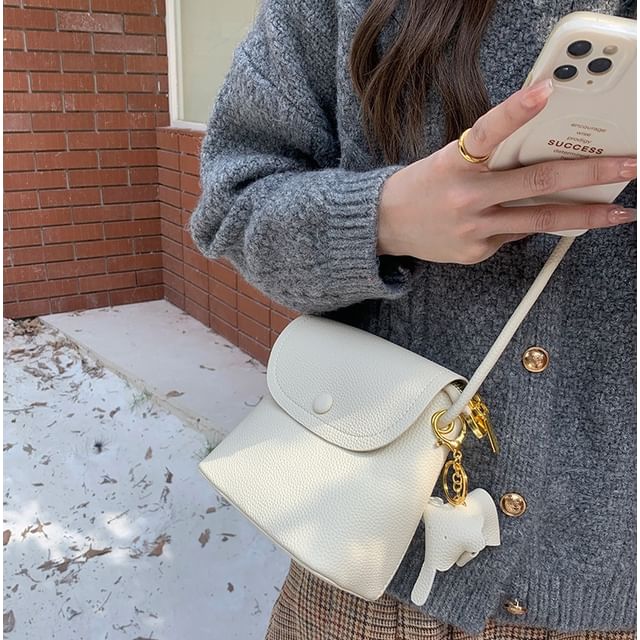 Leather Faux Bag Flap Crossbody Plain