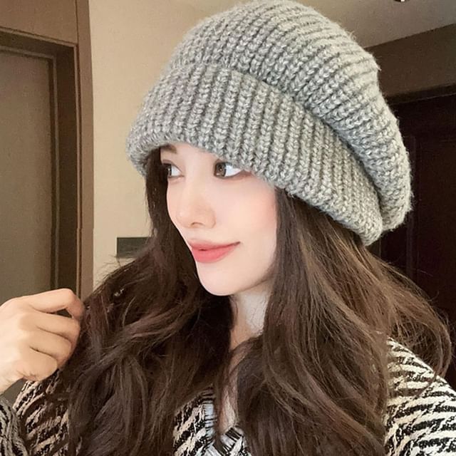 Beanie Slouchy Plain Knit