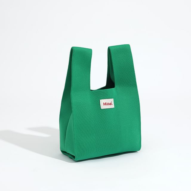 Knit Tote Bag Applique Lettering