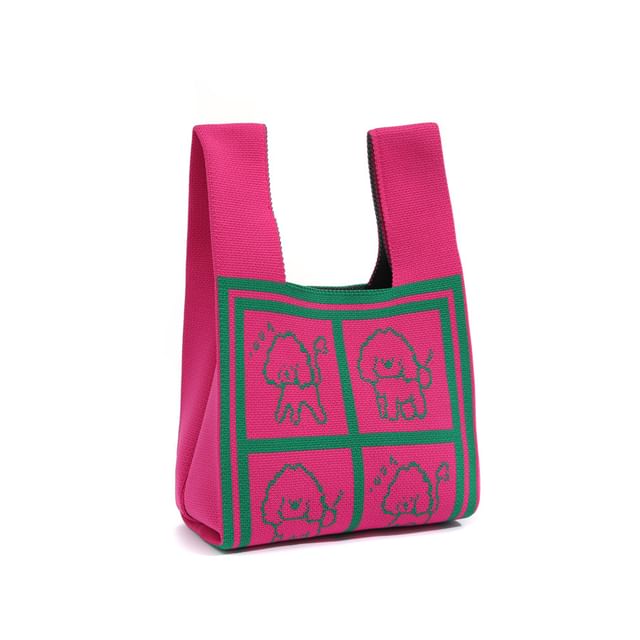 Bag Jacquard Dog Knit Tote