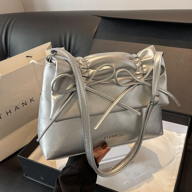 Leather Bag Shoulder Faux Bow