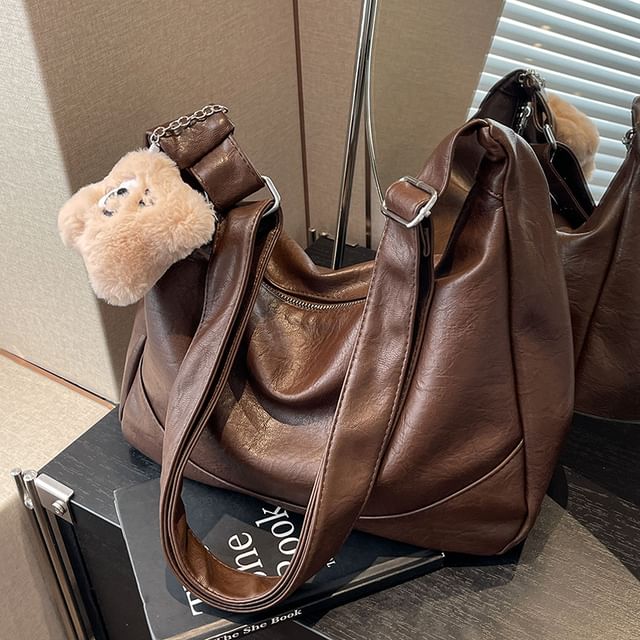 Shoulder Leather Faux Bag Plain