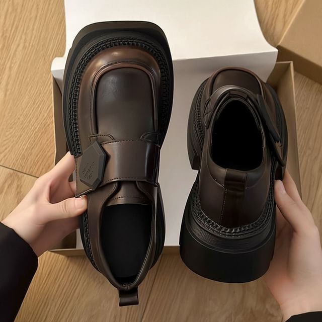 Platform Heel Loafers Chunky