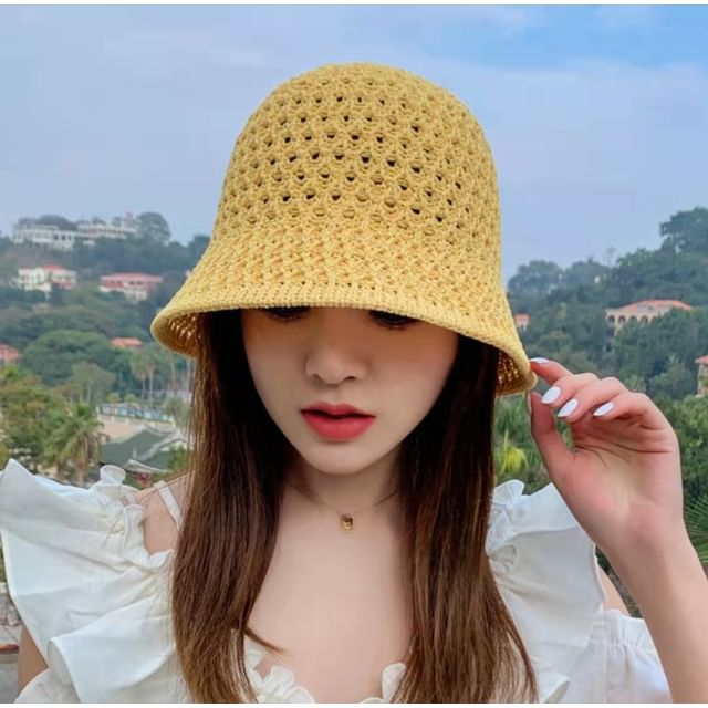 Bucket Plain Straw Hat