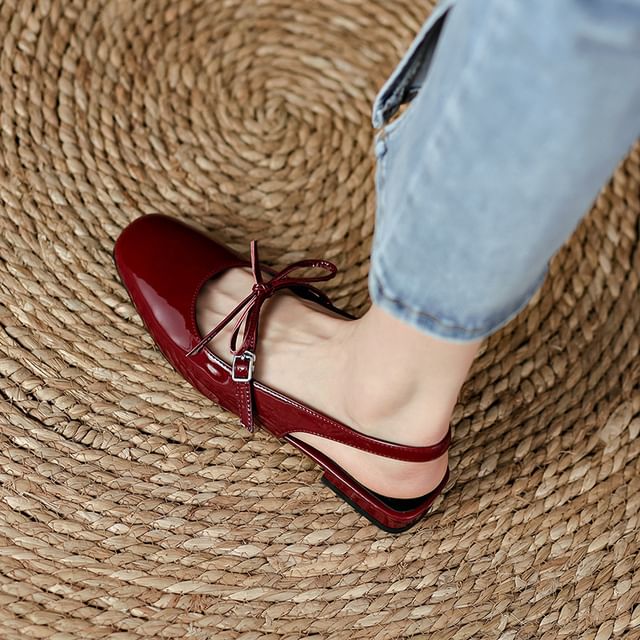 Sandals Bow Slingback Chunky Heel