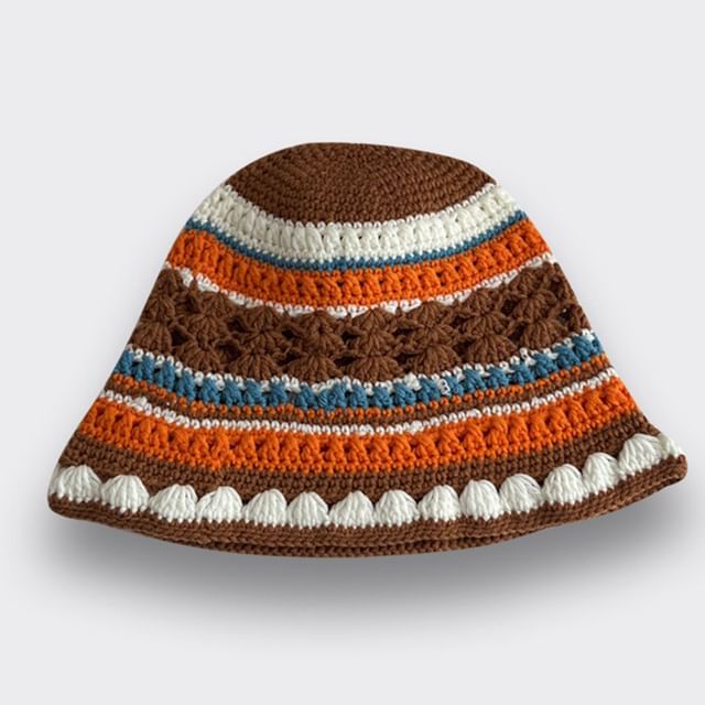Hat Striped Bucket Knit