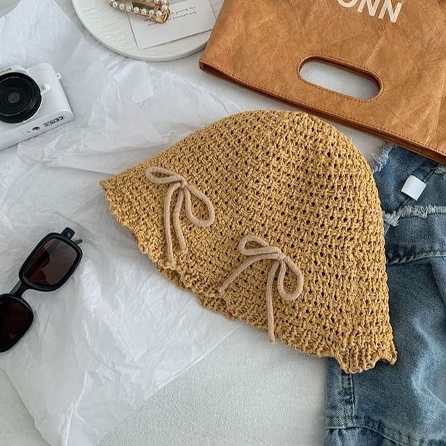 Woven Hat Bow Bucket