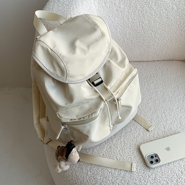 Plain Buckled Backpack Nylon