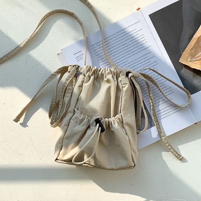 Bag Drawstring Crossbody Nylon Plain