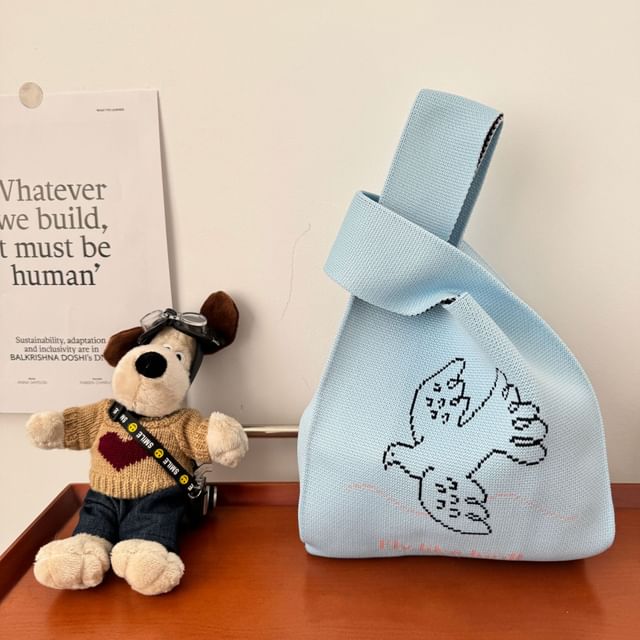 Lettering Knit Bag Tote