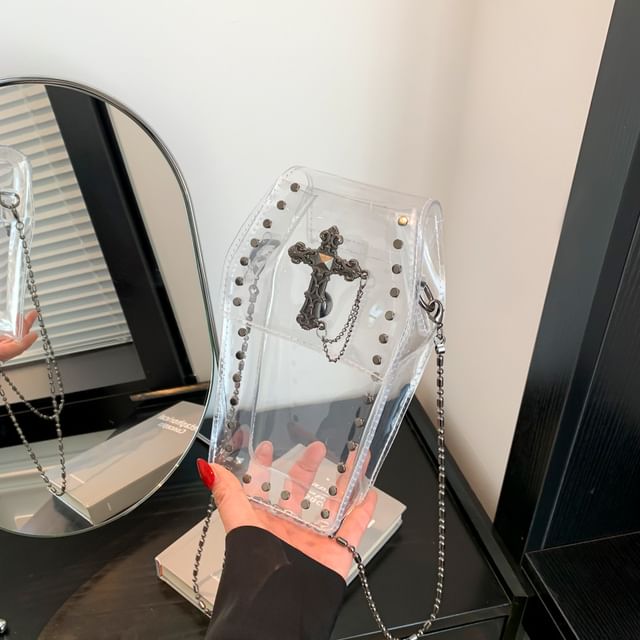 PVC Chained Studded Bag Crisscross Crossbody