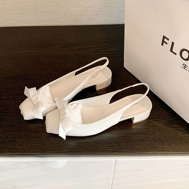 Slingback Bow Chunky Sandals Heel