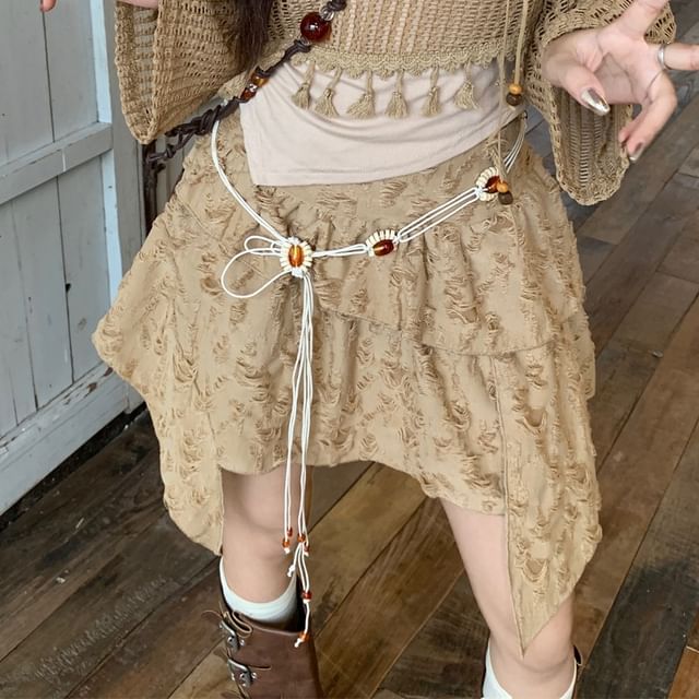 / Skirt Plain Rise Beaded Tassel Asymmetrical Detail Mid A-Line Sweater Cropped Chain Distressed Cami Mini Waist Top