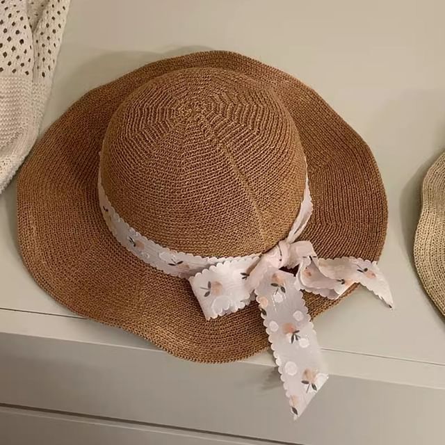 Hat Floral Straw Sun