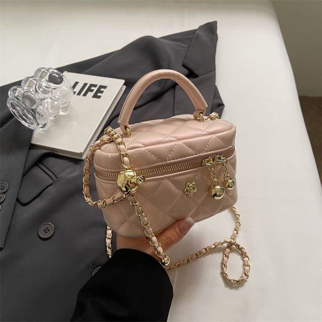 Plain Chain Leather Faux Bag Crossbody Strap Quilted