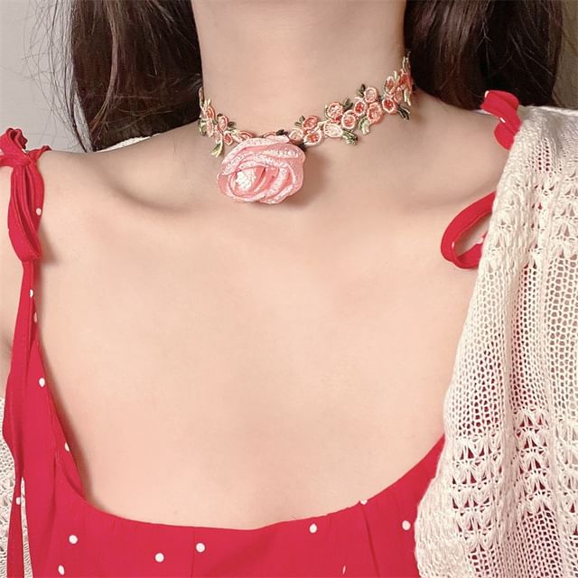 Choker Rose Lace Ribbon