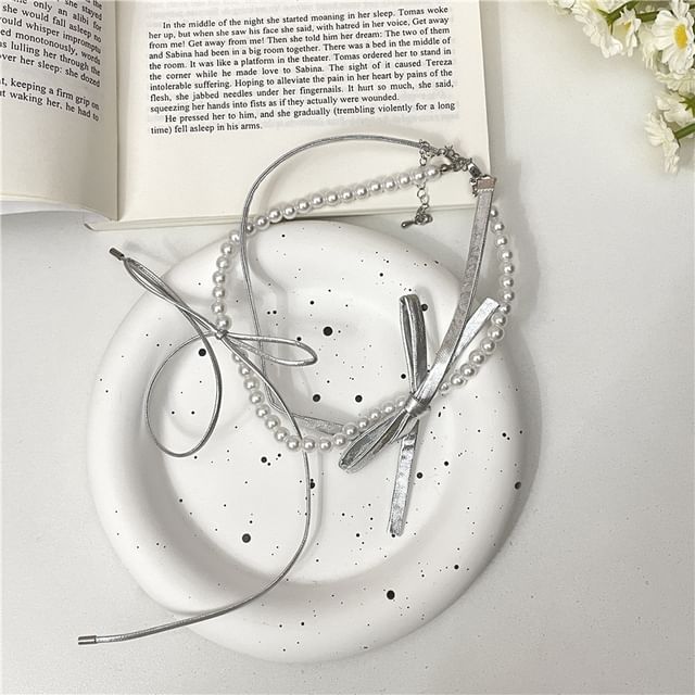 Leather Ribbon Faux Choker