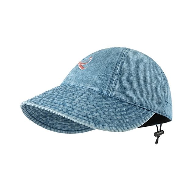 Denim Bow Baseball Embroidered Cap