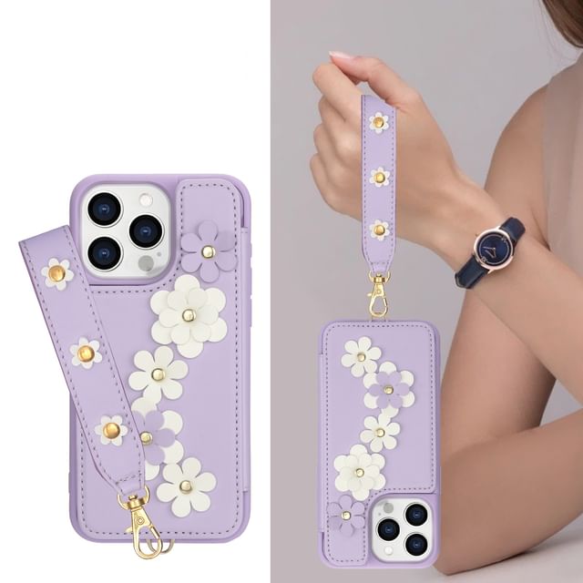 Case Faux Floral Phone Leather