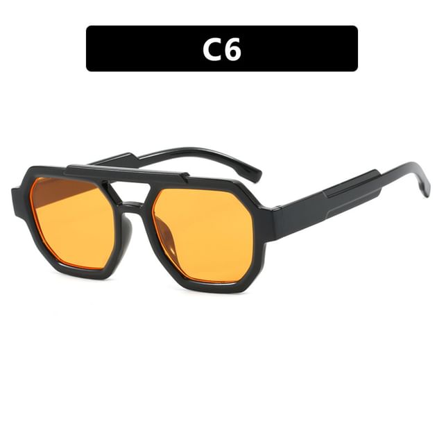 Double Plastic Bridge Geometric Sunglasses