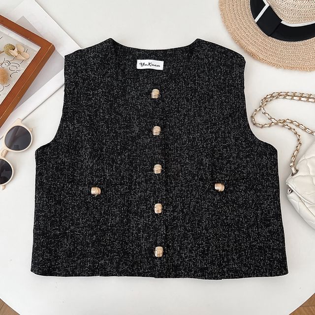 Round Neck Button Vest