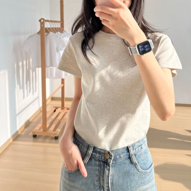 Crew T-Shirt Short-Sleeve Neck Plain