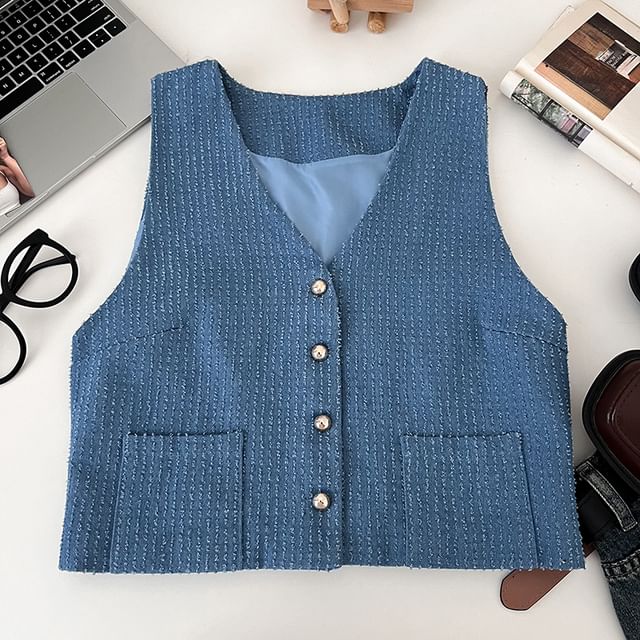 V-Neck Button Vest