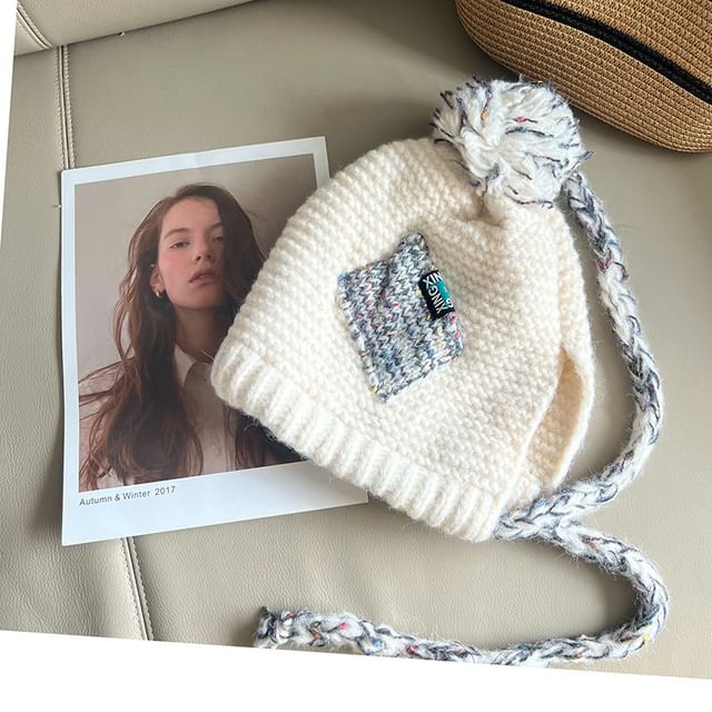 Earflap Hat Melange Pom
