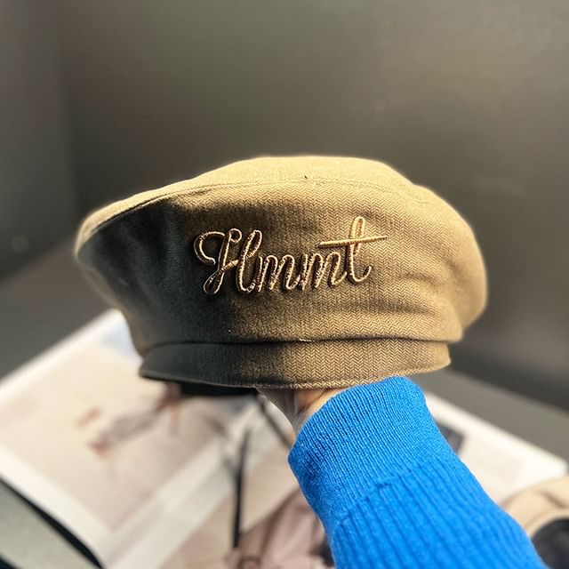 Lettering Embroidered Beret