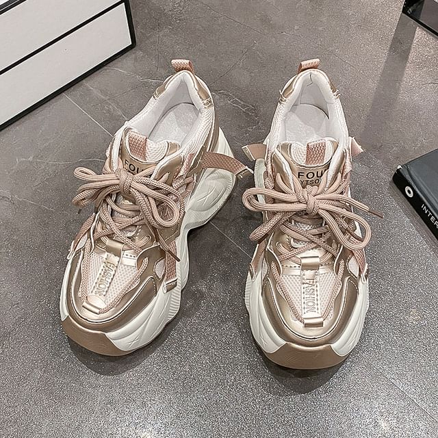 Panel Wedge Platform Sneakers Hidden