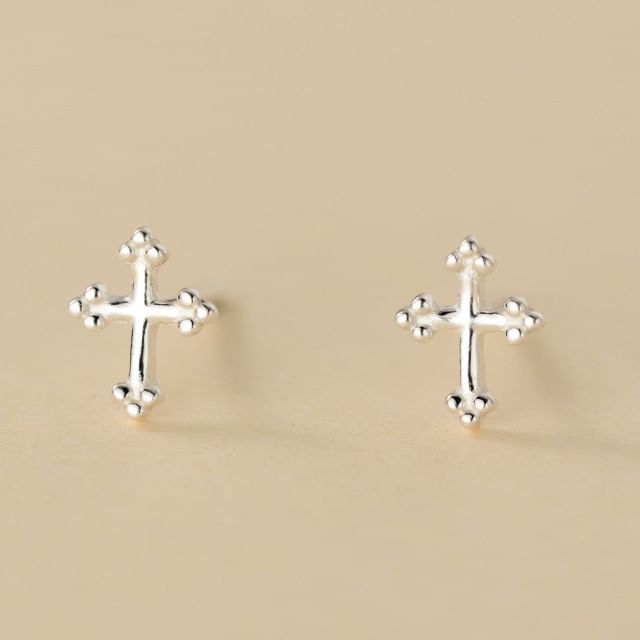 S999 Sterling Silver Cross Stud Earring