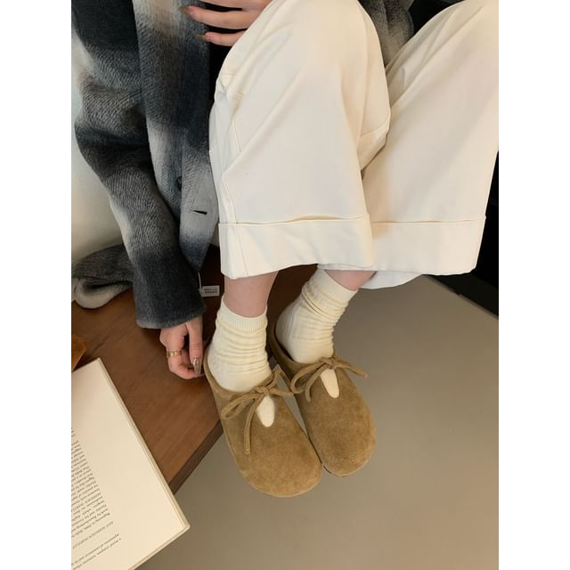 Faux Suede Mules Bow