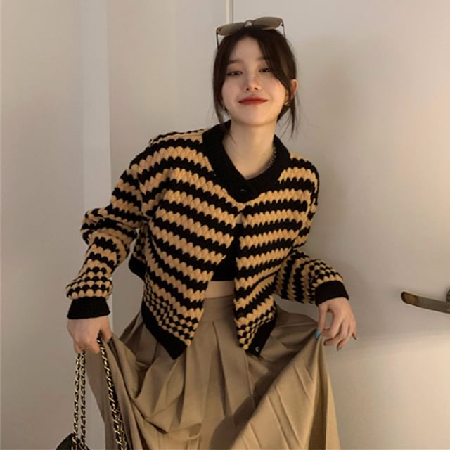 Long Sleeve Striped Color-Block Loose-Fit Sweater