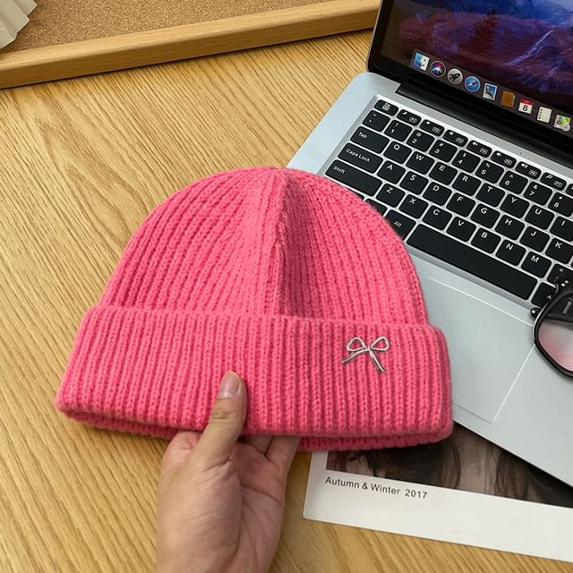 Bow Metal Beanie Knit