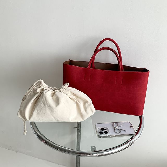 Faux Tote Suede Bag