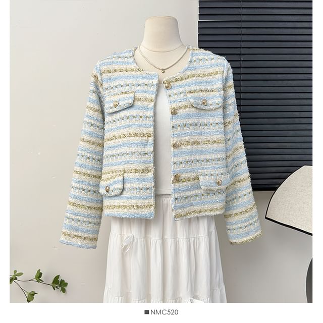 Round-Neck Tweed Jacket