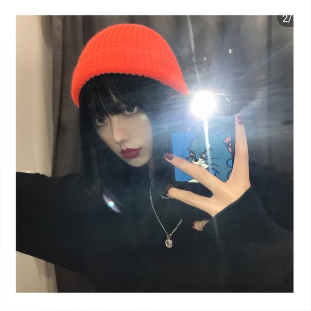 Ribbed / Beanie Panel Knit Plain