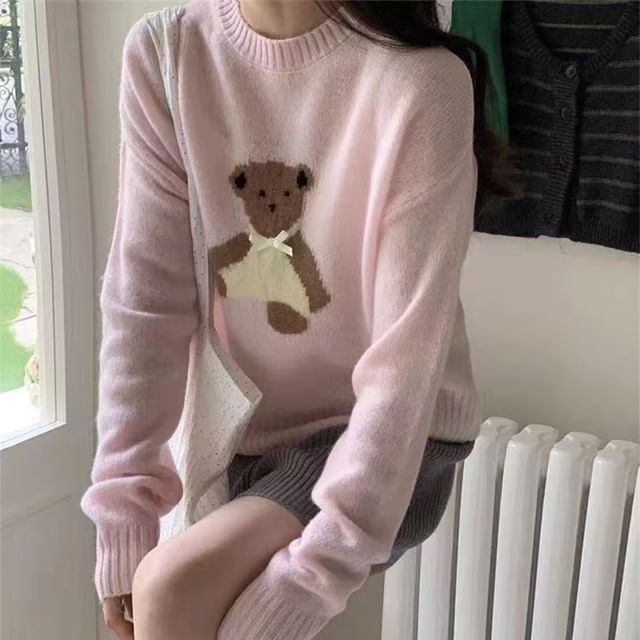 Bear Embroidery Sweater Crewneck