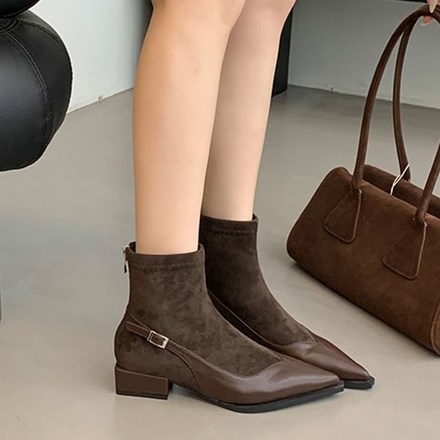 Heel Low Toe Boots Short Pointed