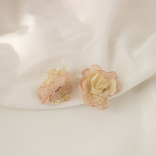 Earring Floral Fabric Stud