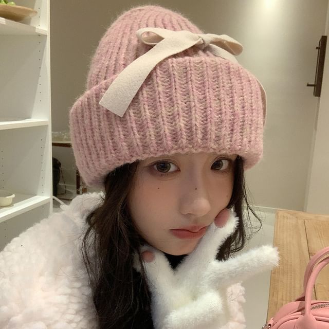 Beanie Ribbed Bow