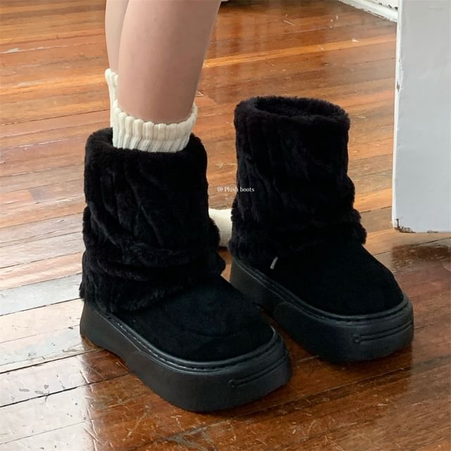 Two Tone Short Snow Boots