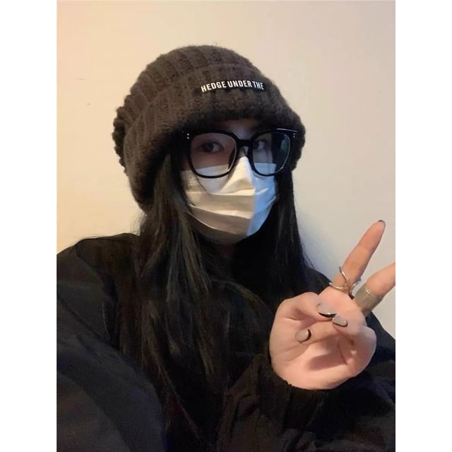 Plain Ribbed Ear Bear Beanie Fluffy Hat /