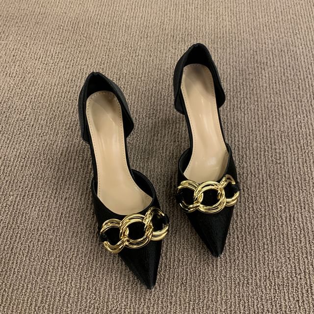 Stiletto Pumps Toe Pointed Chained D'Orsay
