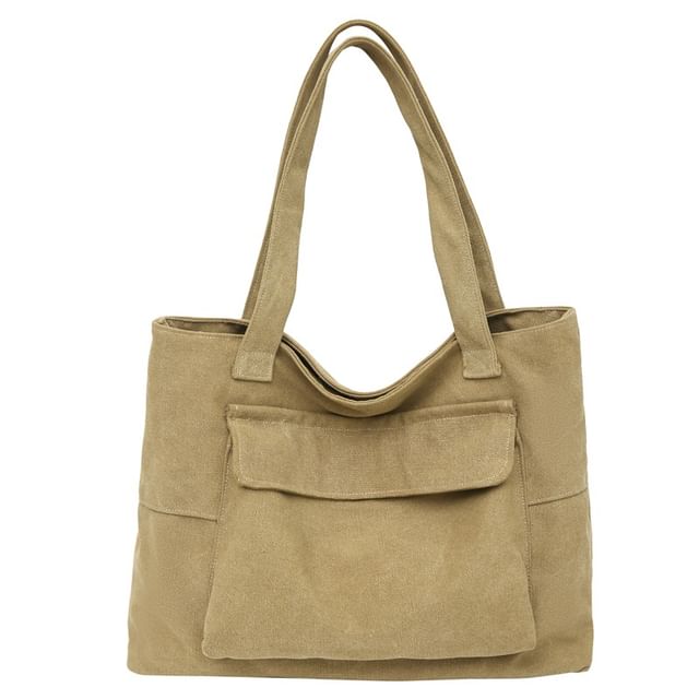 Canvas Tote Pocket Plain Bag Flap