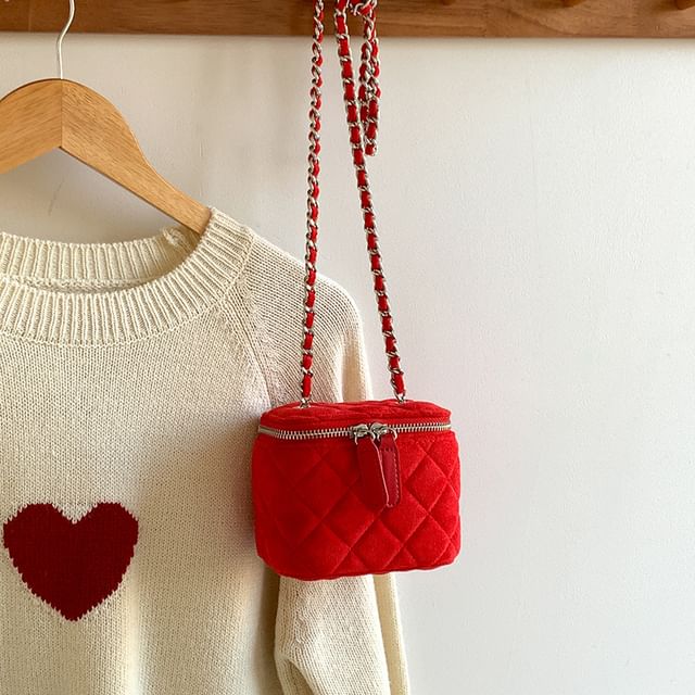 Quilted Velvet Chain Crossbody Bag Strap