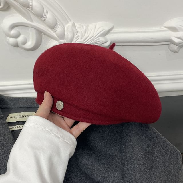 Disc Wool Beret Hat Metal